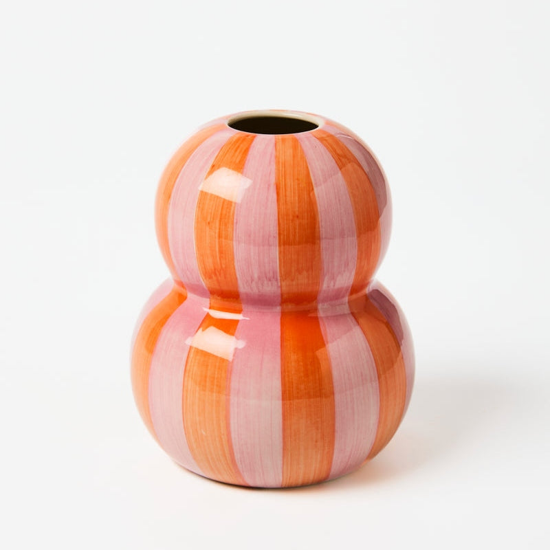 Jones & Co FONDA PINK ORANGE STRIPE VASE