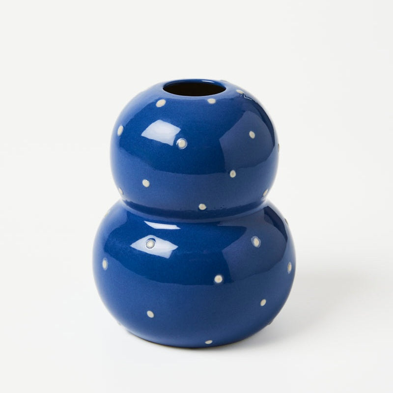 Jones & Co Blue & White Spots VASE