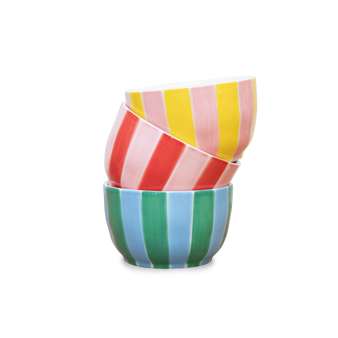 Noss & Co Small Bowl - Pink & Burgundy Stripe