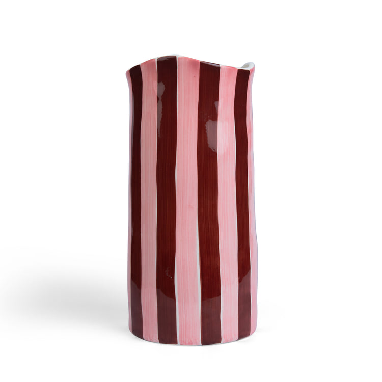 Large Burgundy & Pink Stripe Vase - Noss & Co