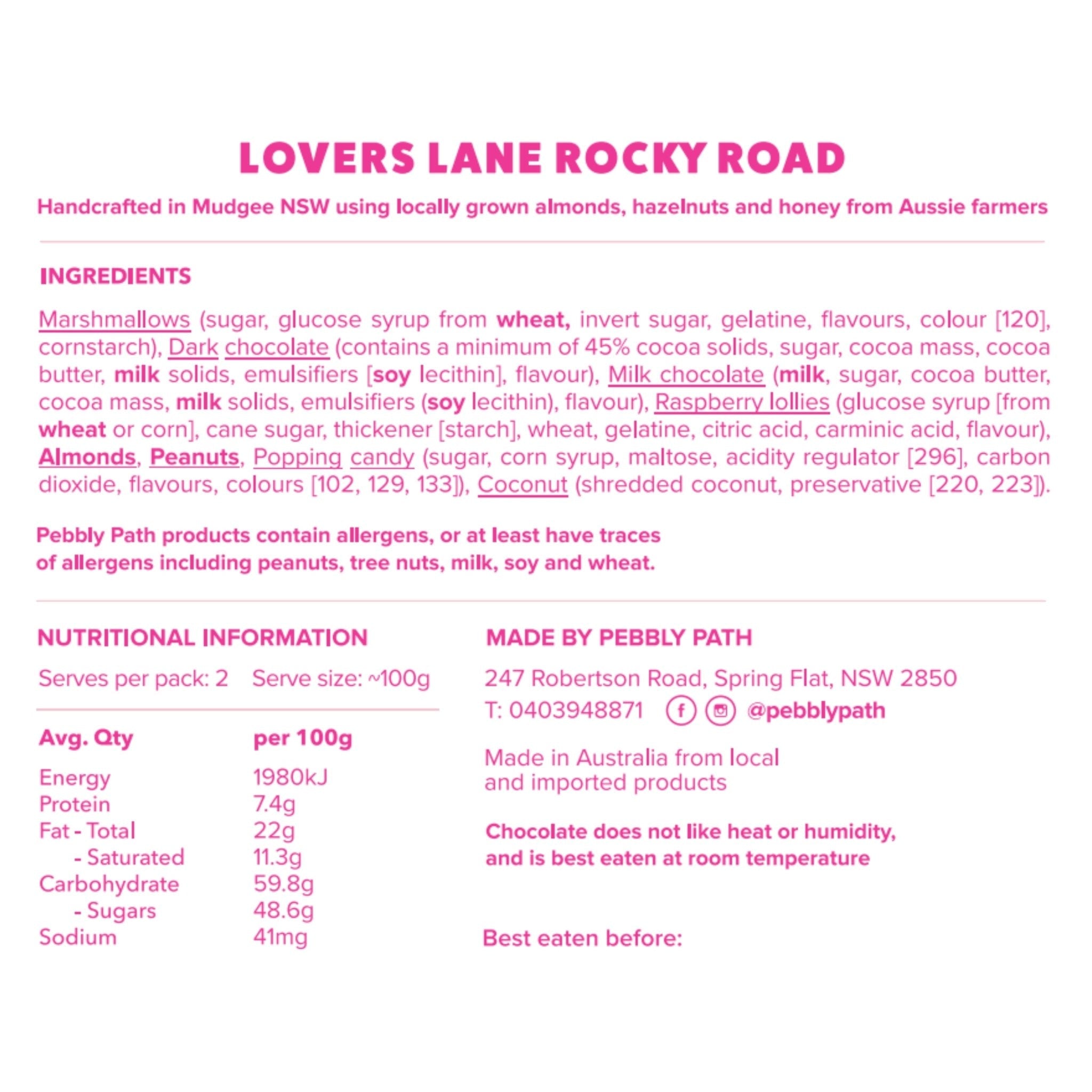 Lovers Lane Rocky Road 100grams