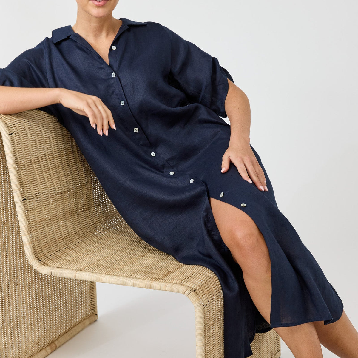Studio Shirt Dress - Navy