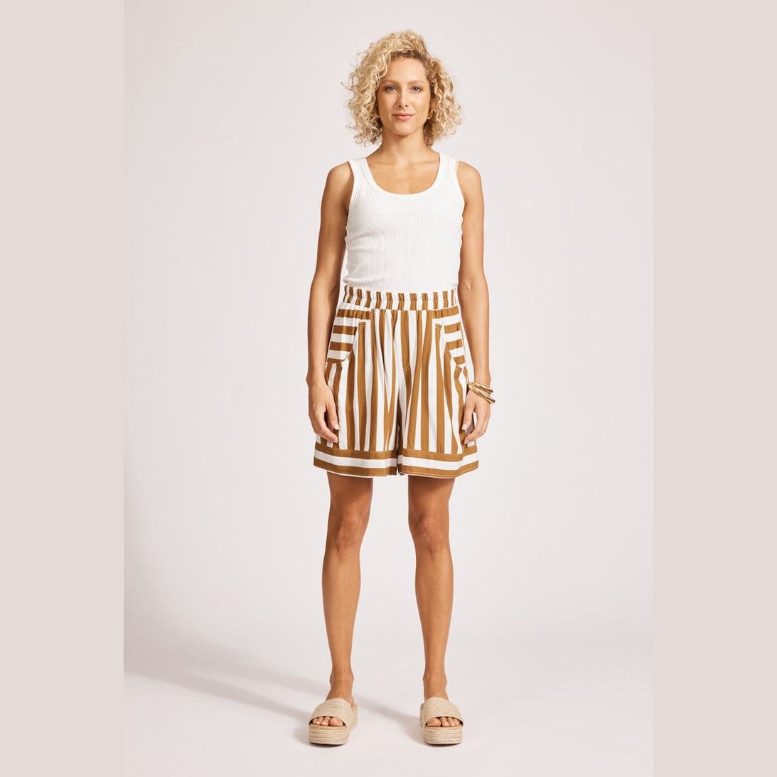 Treville Stripe Shorts - Caramel