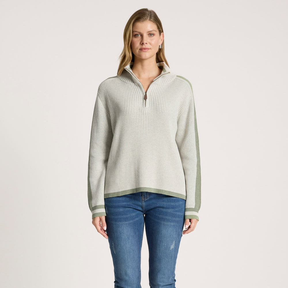 Liora Zip Jumper - Bisque/Sage