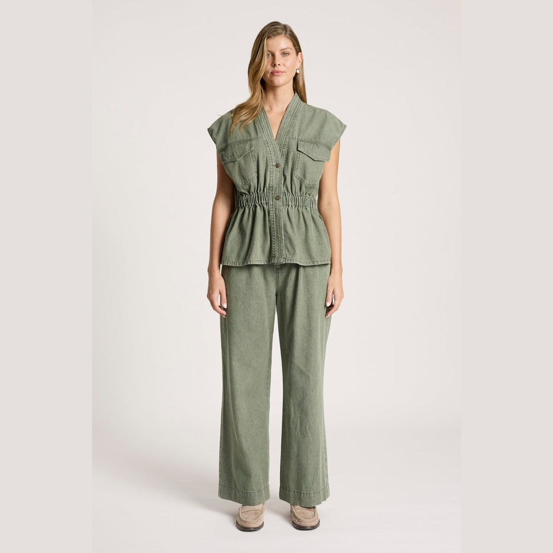 Bodhi Denim Vest - Olive