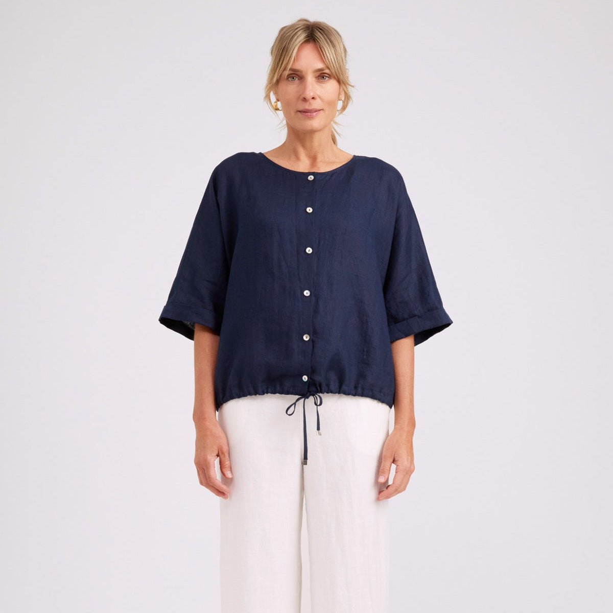 Studio Button Top/Jacket - Navy