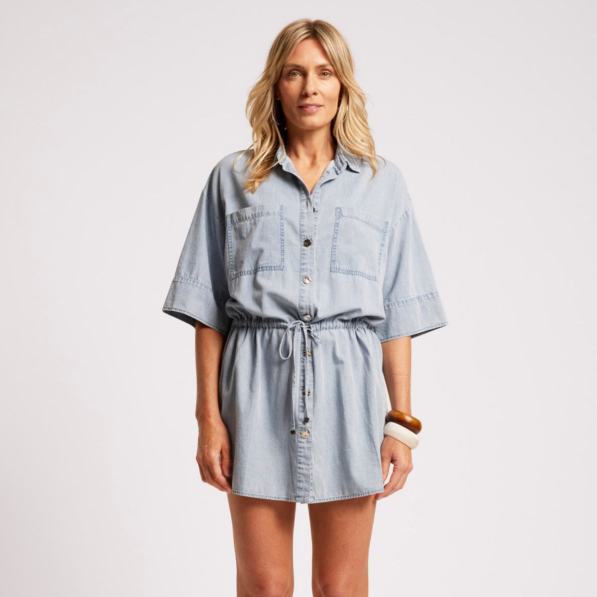 Roam Tie Shirt Dress - Denim