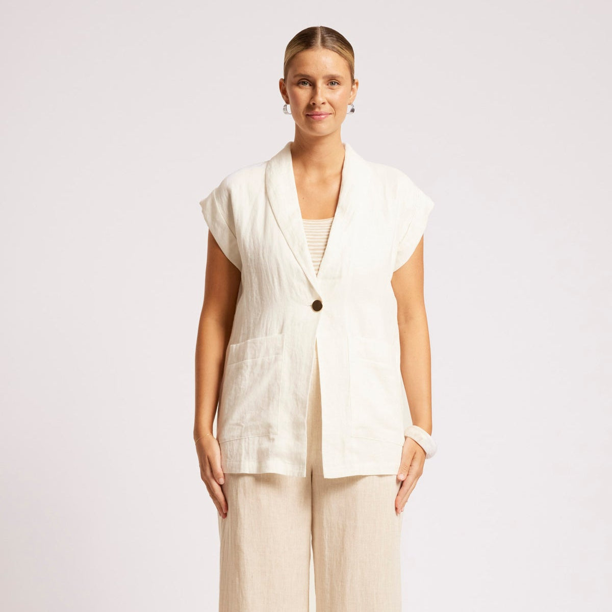 Maris Blazer Vest - White