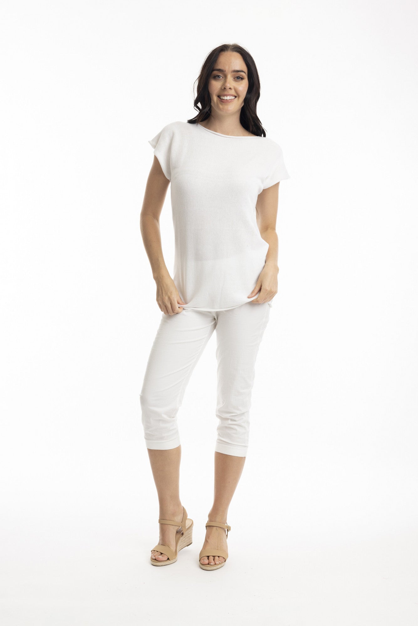 Essentials Boatneck white Knit Top / Orientique