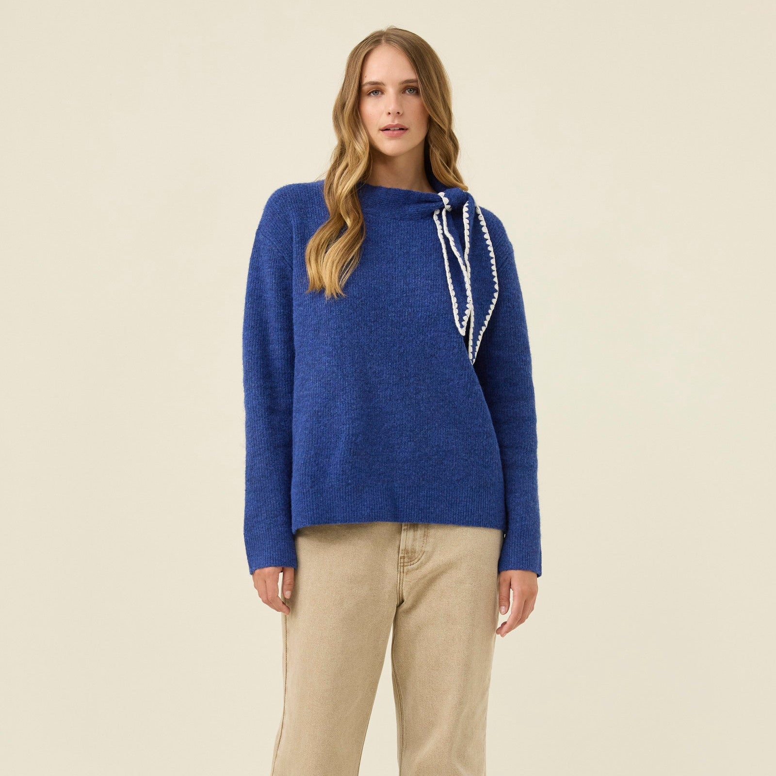 Athena Scarf Jumper - Cobalt