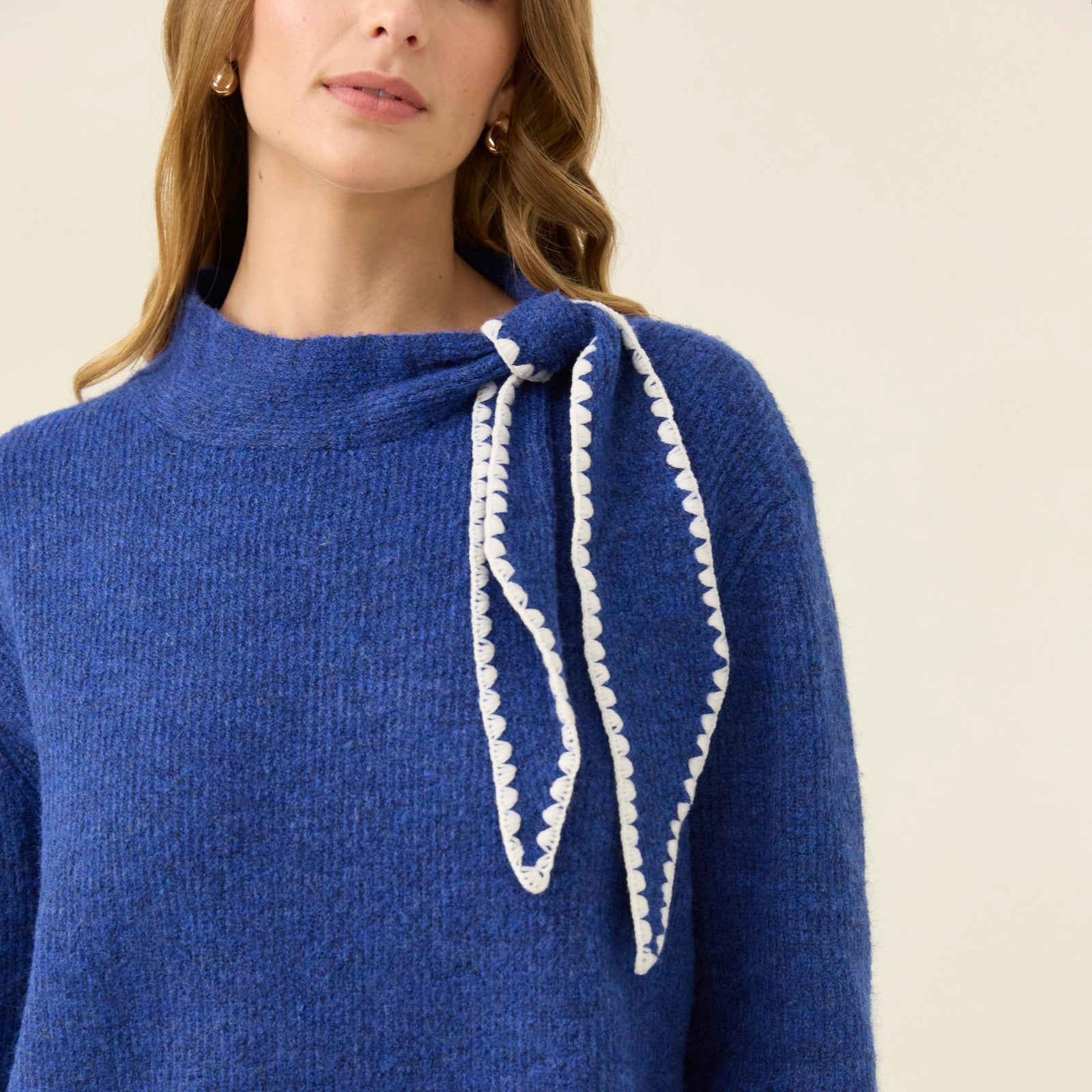Athena Scarf Jumper - Cobalt