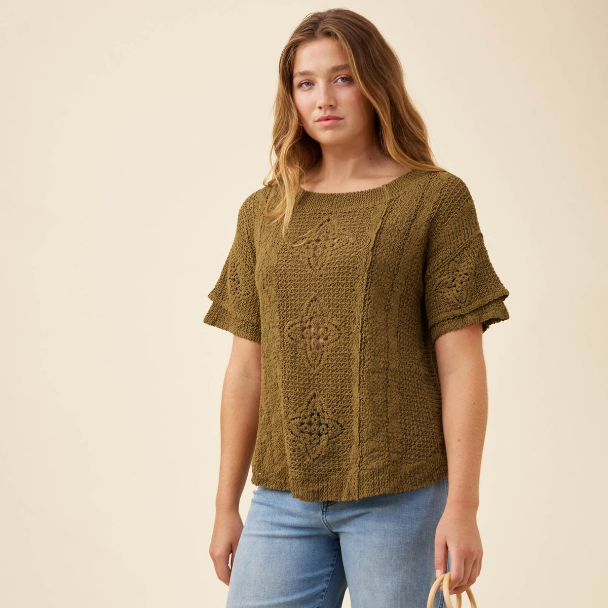 Maggie Crochet Top - Olive
