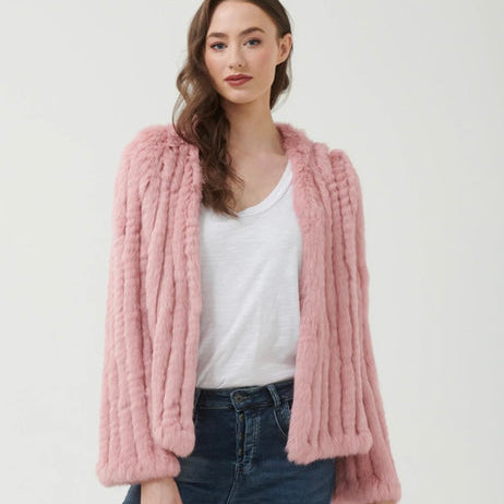 365 Days - High Neck Rabbit Jacket -Chalk