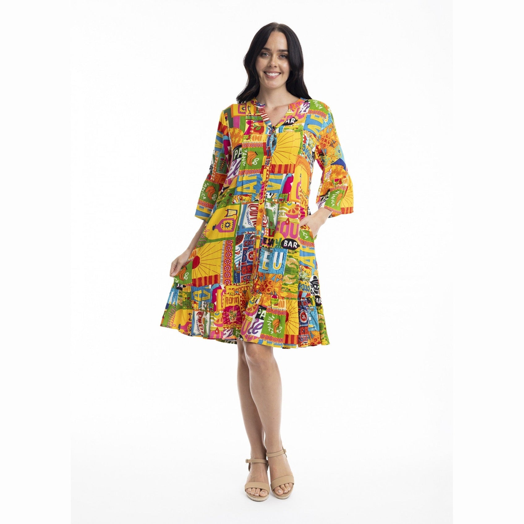 Ocampo Button Frill Short Dress