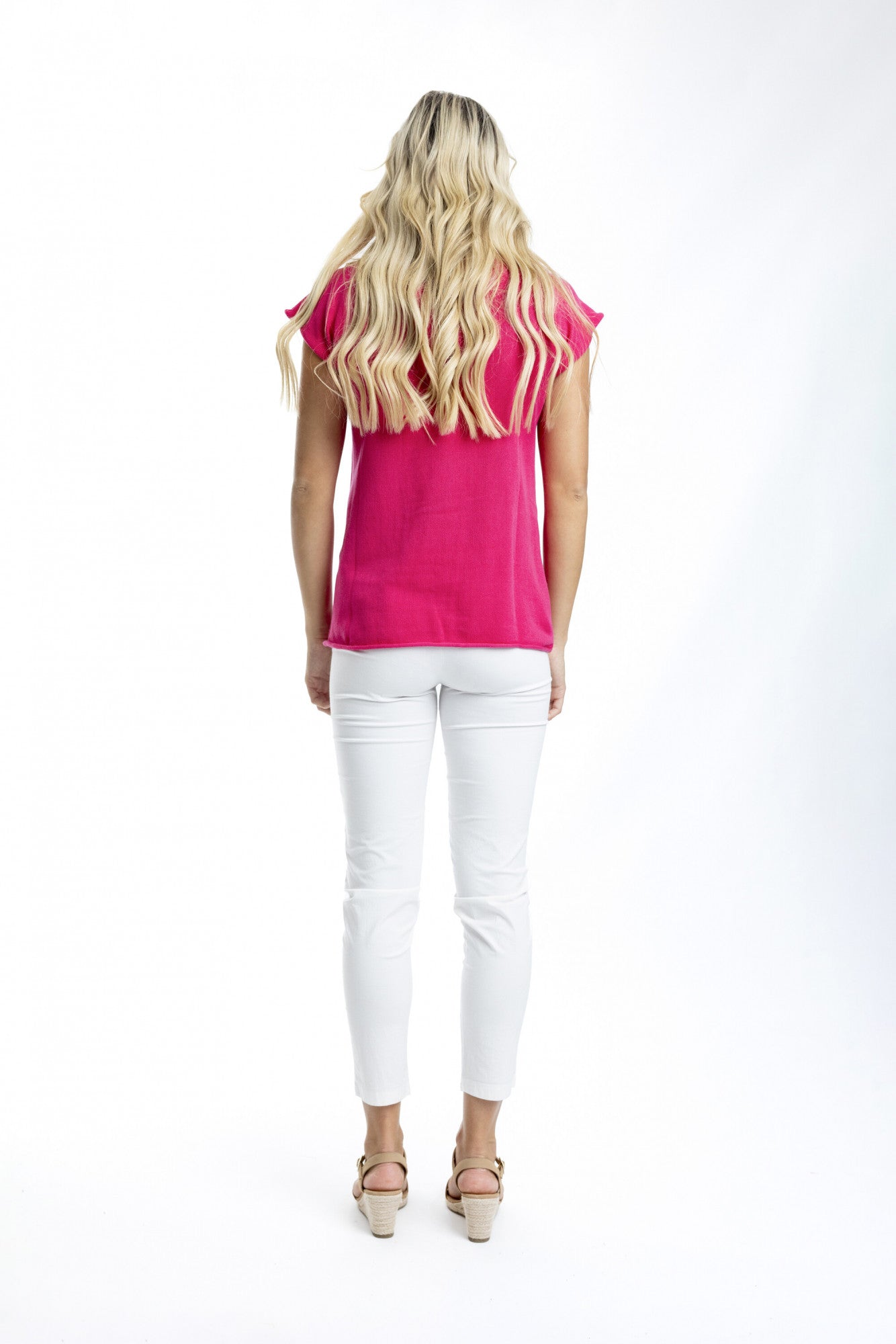Essentials Boatneck Hot Pink Knit Top / Orientique