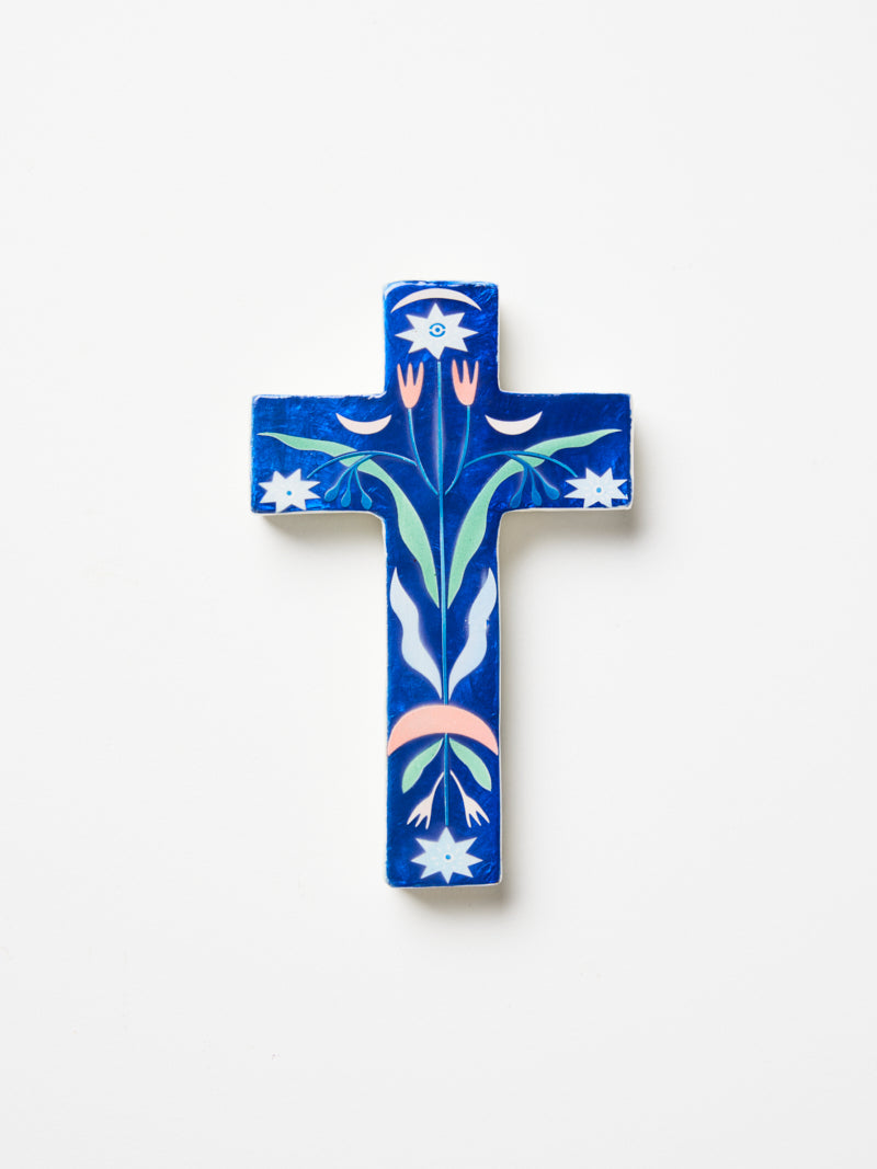 JONES & CO Fable BLUE FLORAL Cross