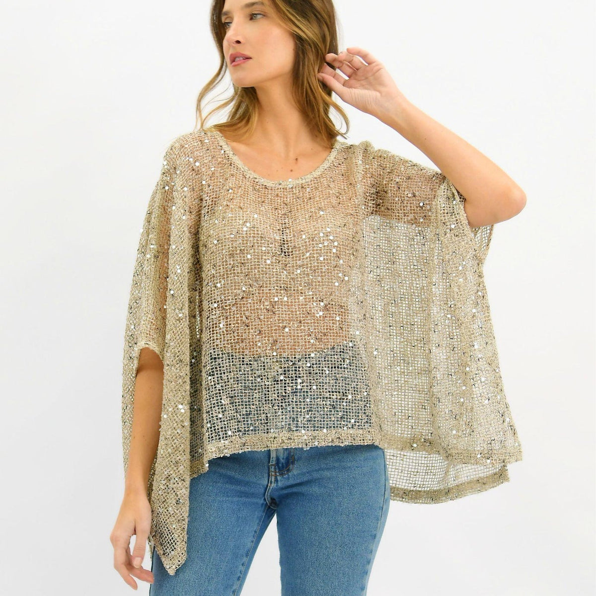 Golden Hour Sequin Top - Beige