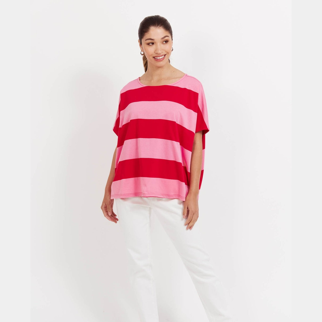 Jardin Stripe T-Shirt Garnet - Haven