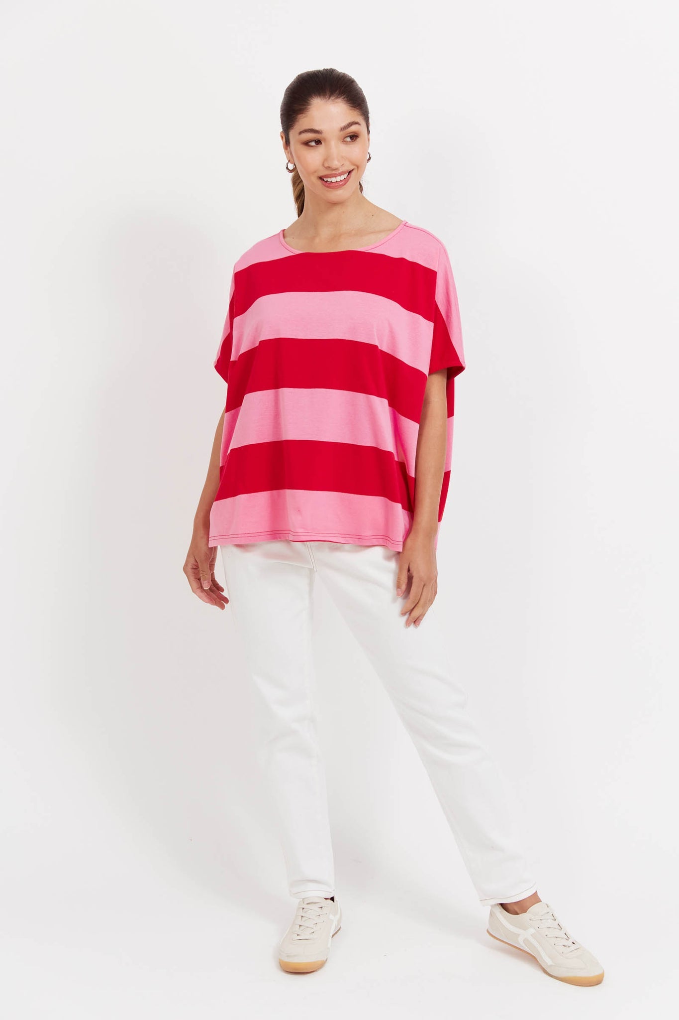 Jardin Stripe T-Shirt Garnet - Haven
