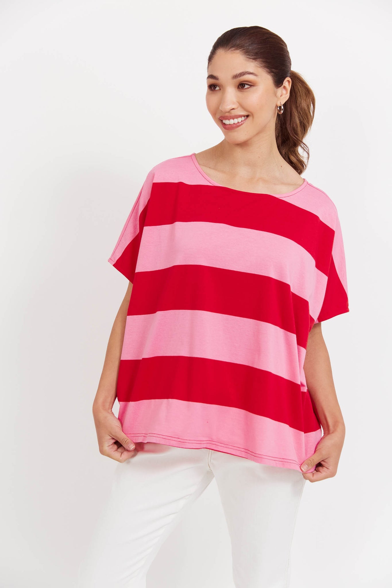 Jardin Stripe T-Shirt Garnet - Haven