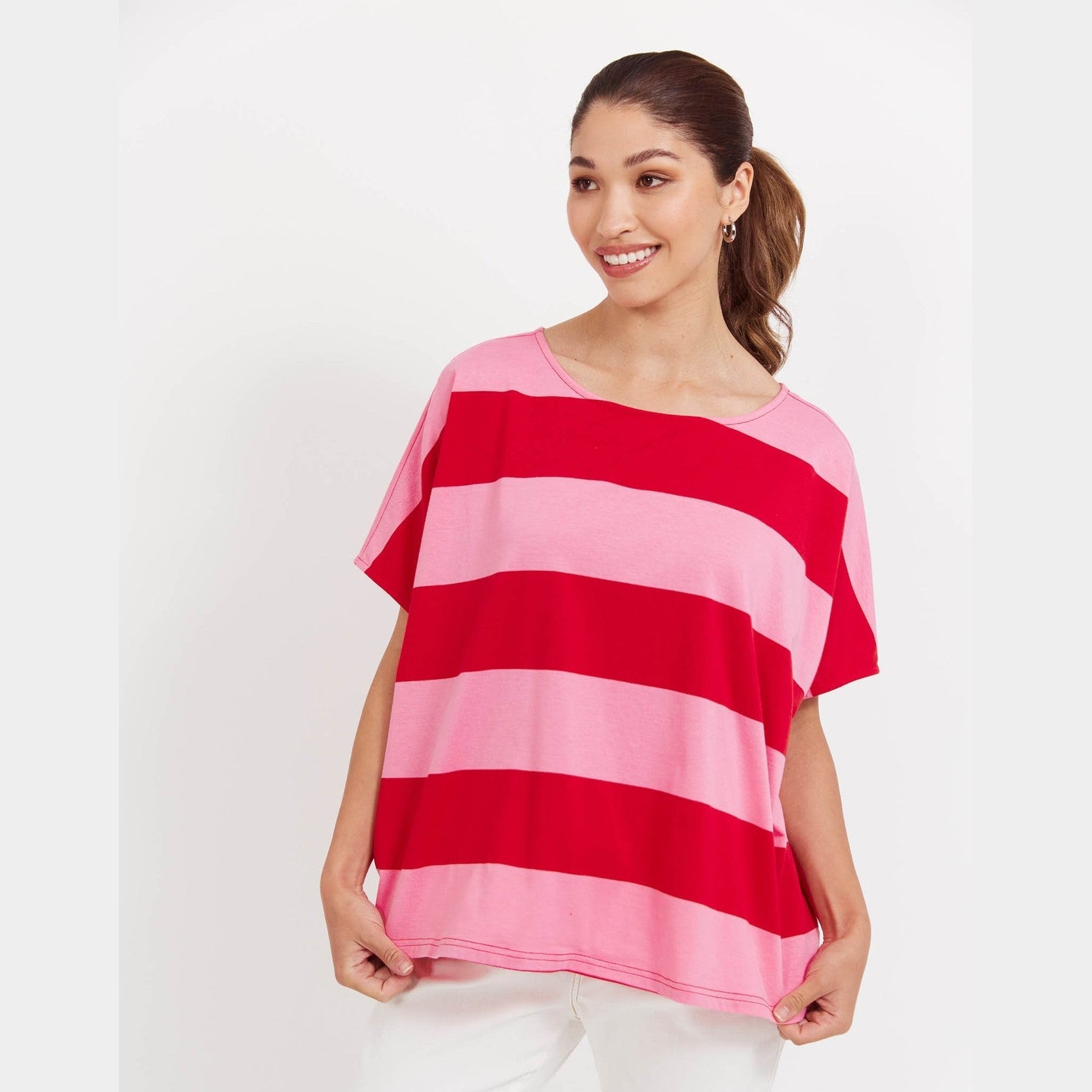 Jardin Stripe T-Shirt Garnet - Haven