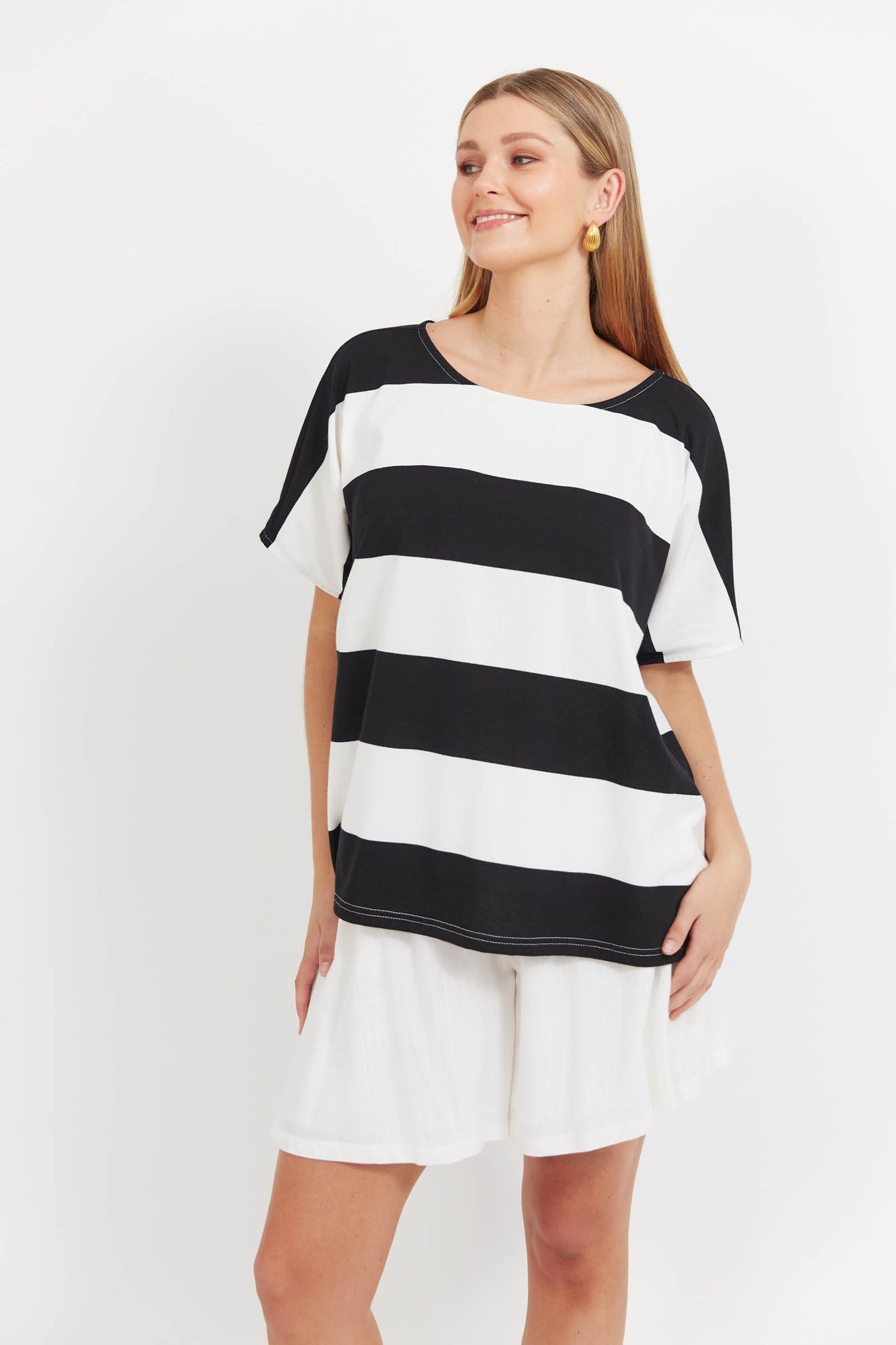 Jardin Stripe T-Shirt Black - Haven