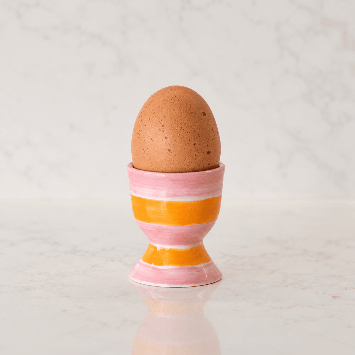 Egg Cup - Pink & Orange Stripe