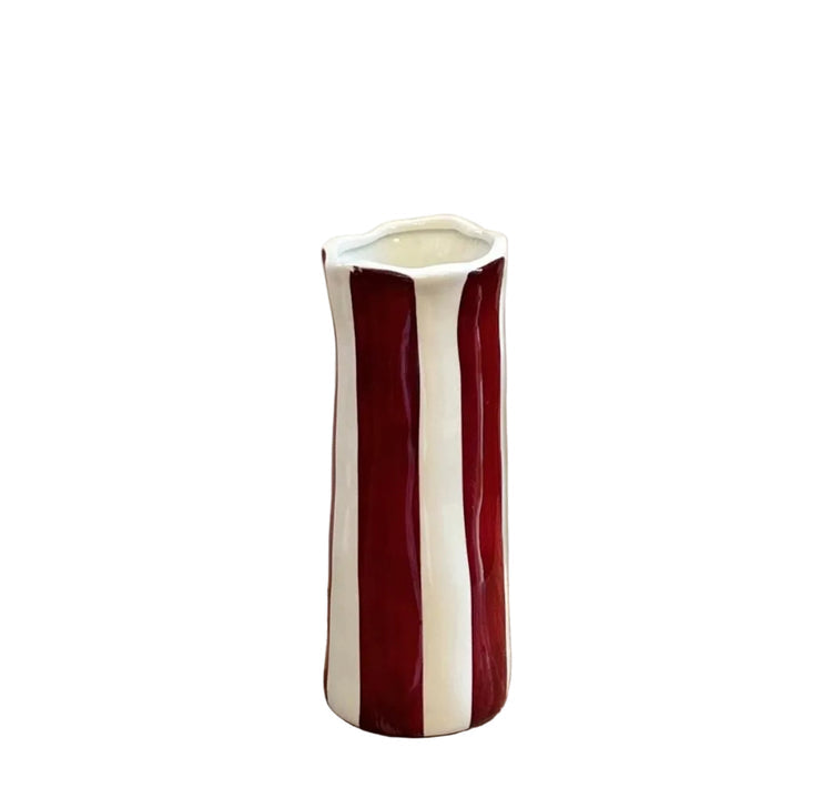 Small Burgundy Stripe Vase - Noss & Co