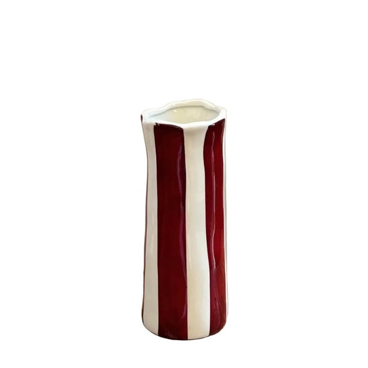 Small Burgundy Stripe Vase - Noss & Co