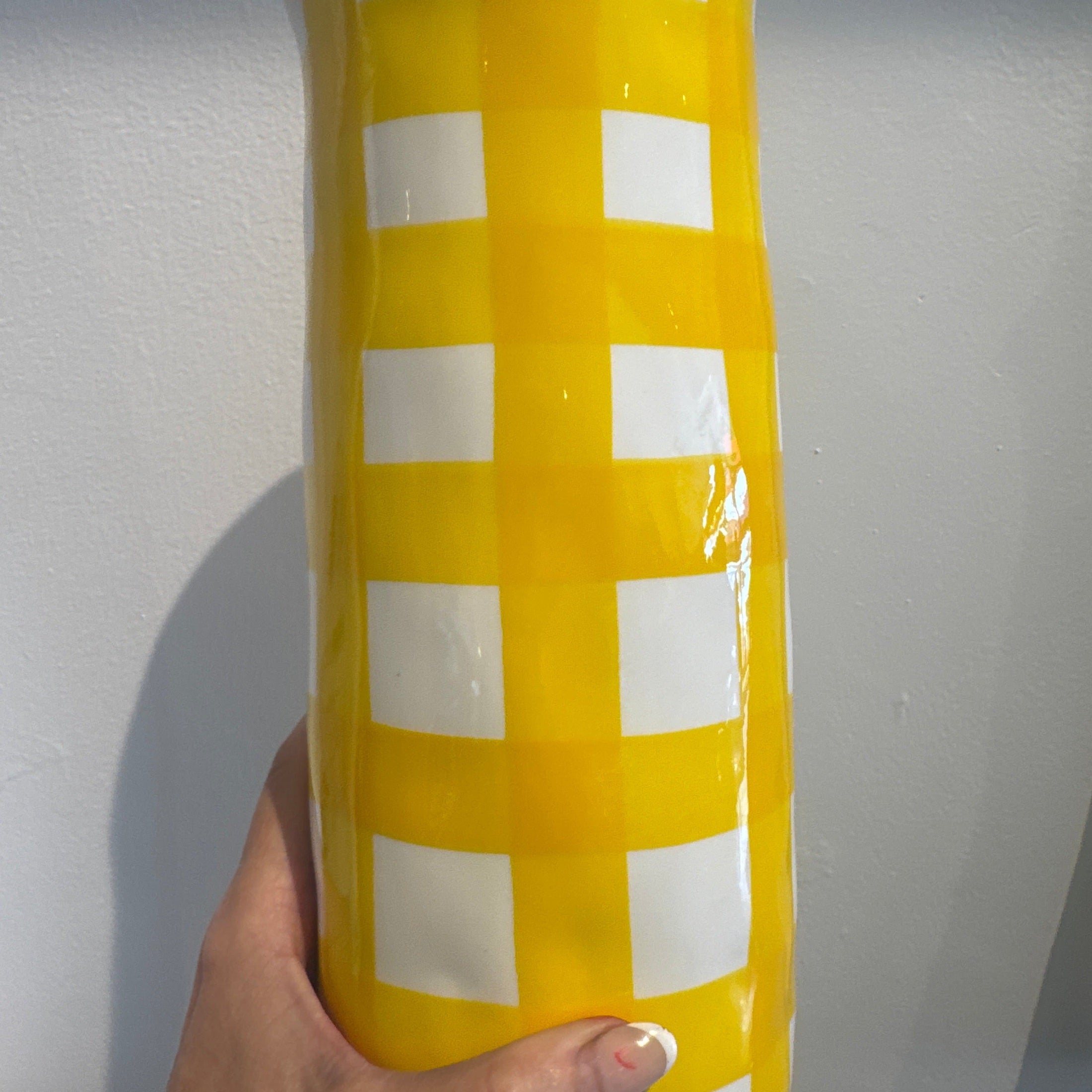 Noss & Co Medium Yellow Gingham Vase