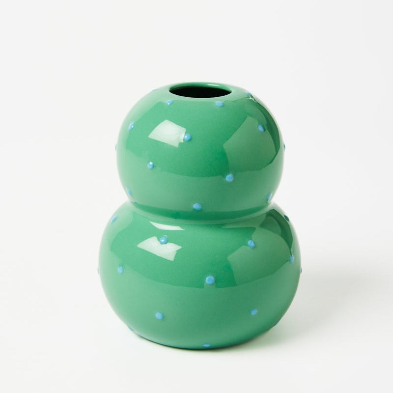 Jones & Co FONDA GREEN BLUE DOTTY VASE