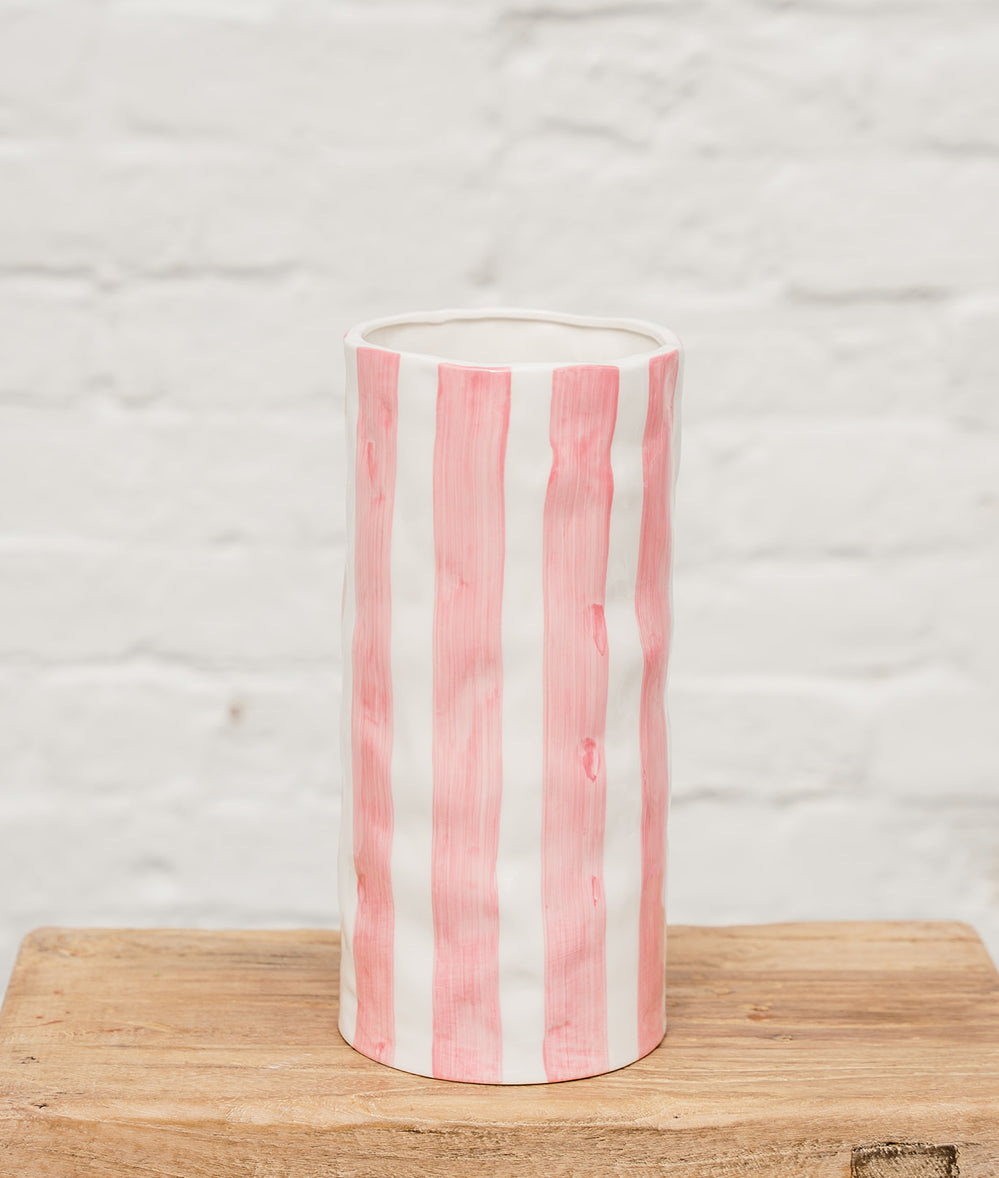Large Pink Stripe Vase - Noss & Co