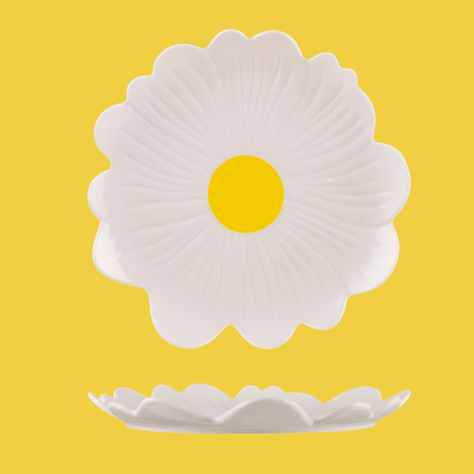 Small Flower Plate - White with Yellow Centre