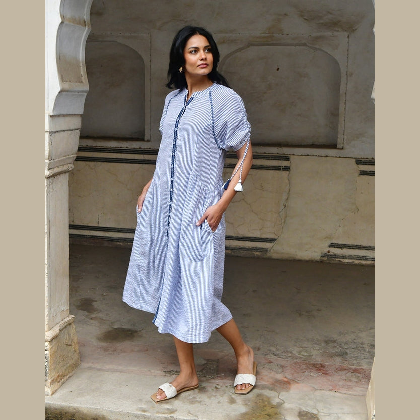 Capri Midi Dress - Azure and Indigo