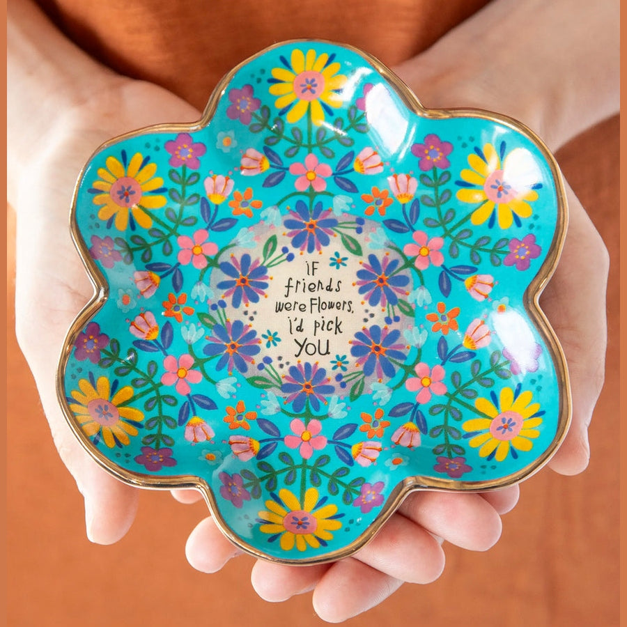 Artsy Ceramic Trinket Dish - If friends were flowers…