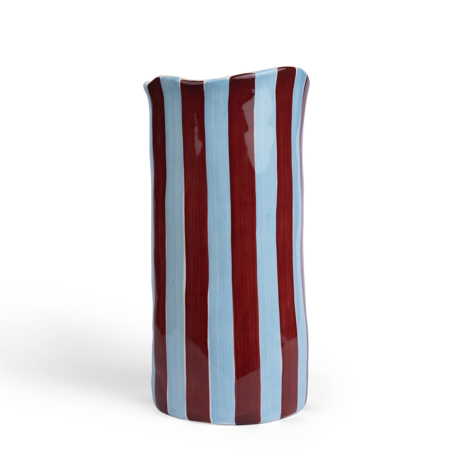 Large Burgundy & Blue Stripe Vase - Noss & Co