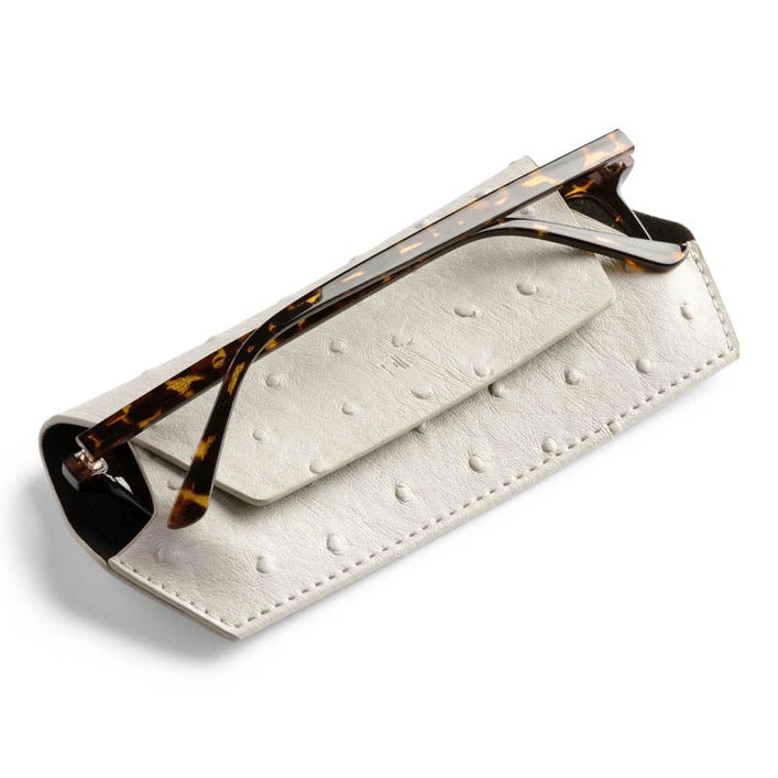 Fox and Leo Glasses Case Ostrich Print - Stone