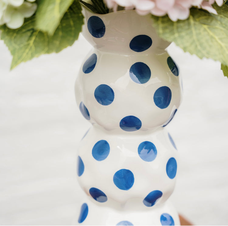 Classic Blue Spots Gourd Shape Vase