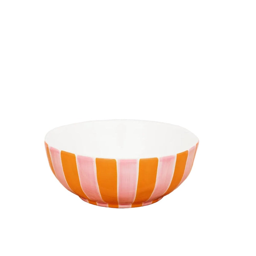 Medium Bowl - Pink & Yellow Stripe