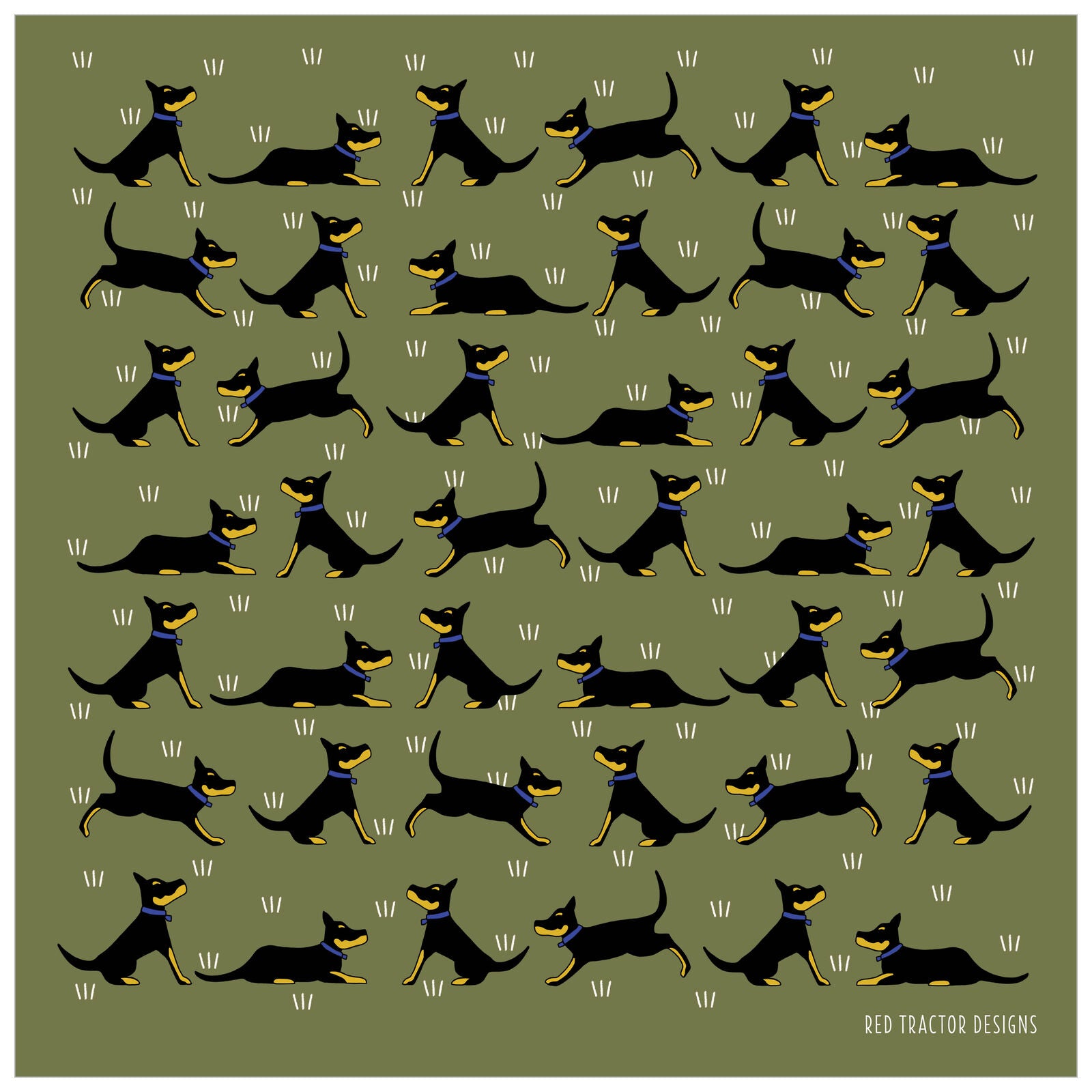 Red Tractor Hankies Kelpies on Khaki