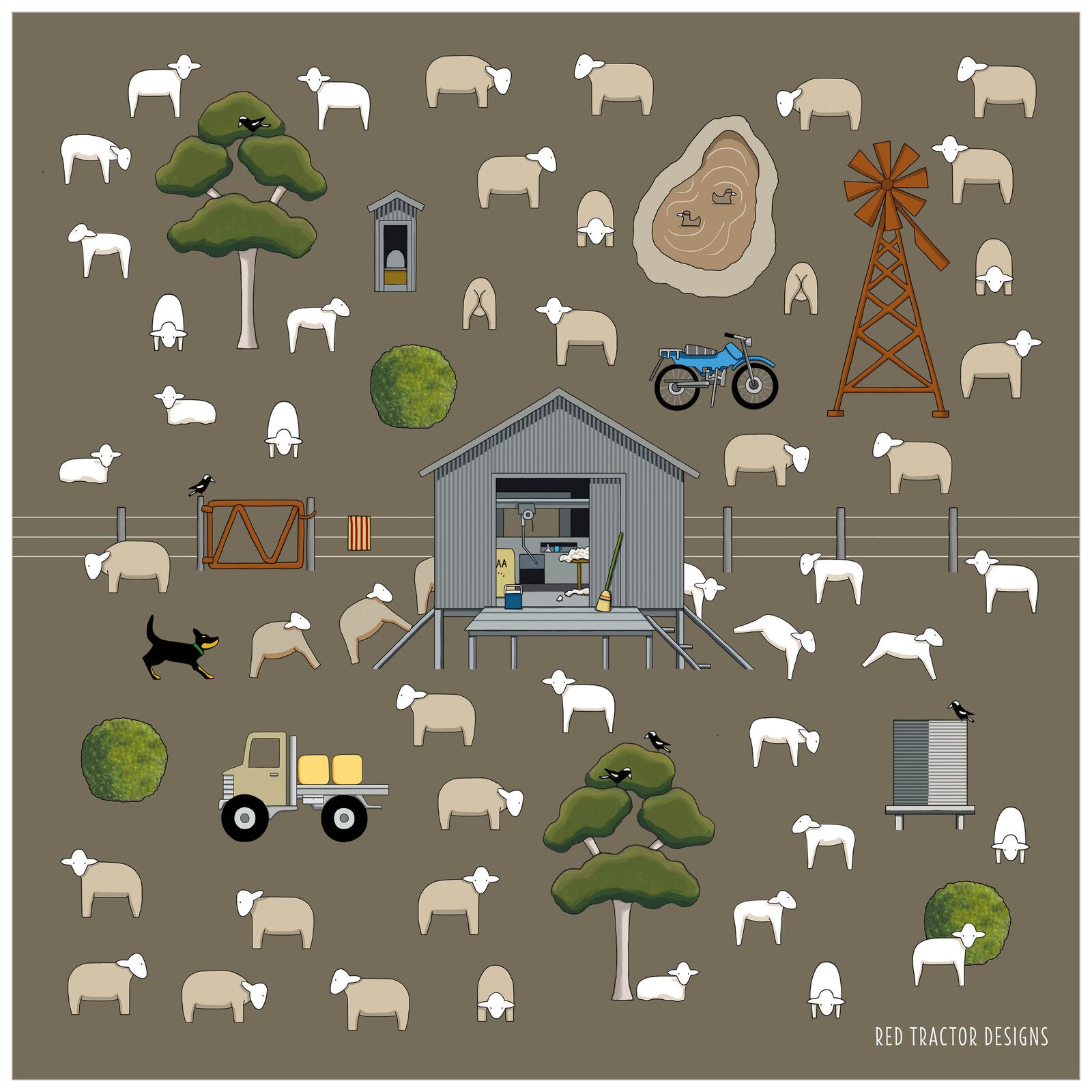 Red Tractor Hankies - Shearing time