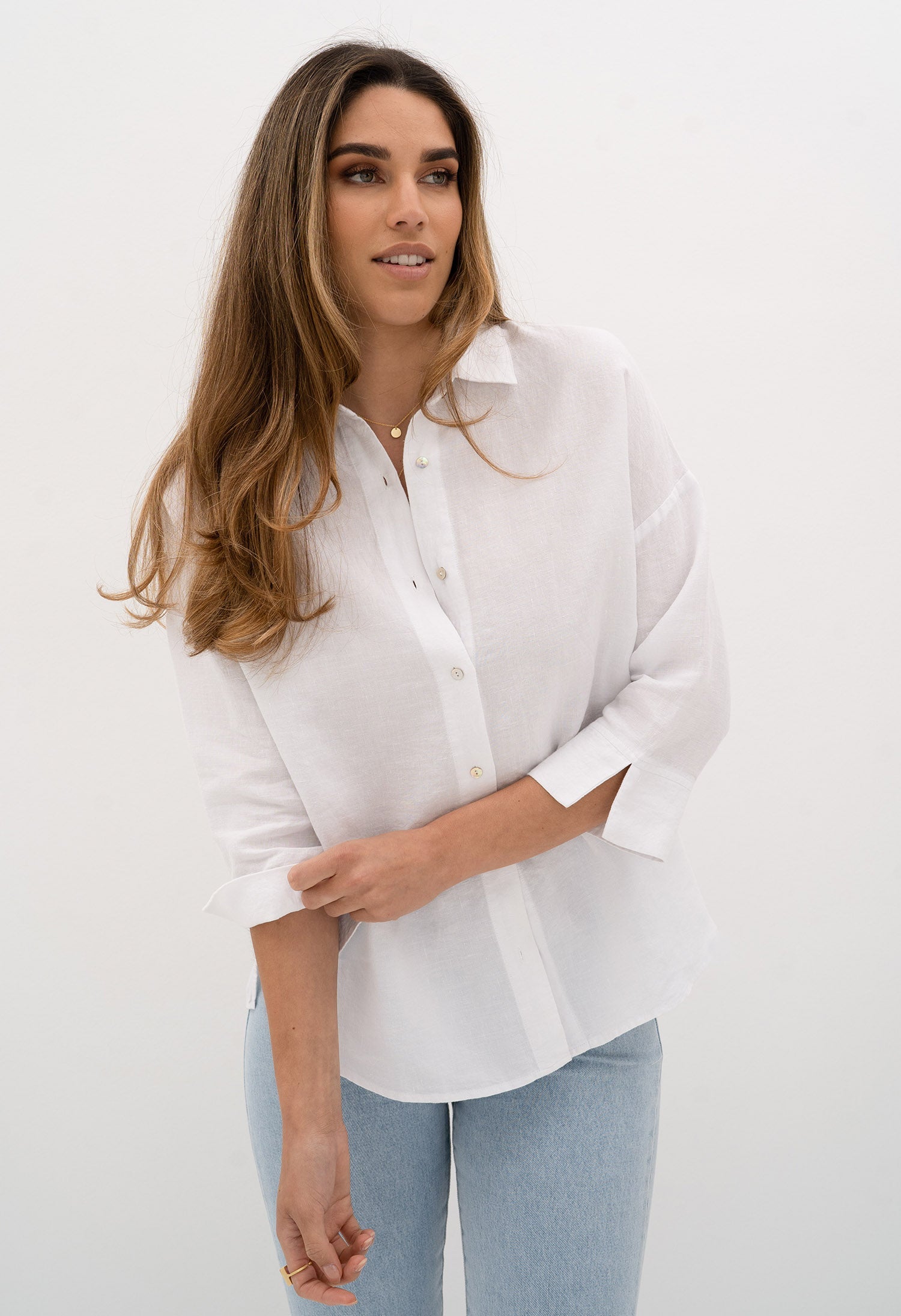 EMPIRE LINEN SHIRT - WHITE