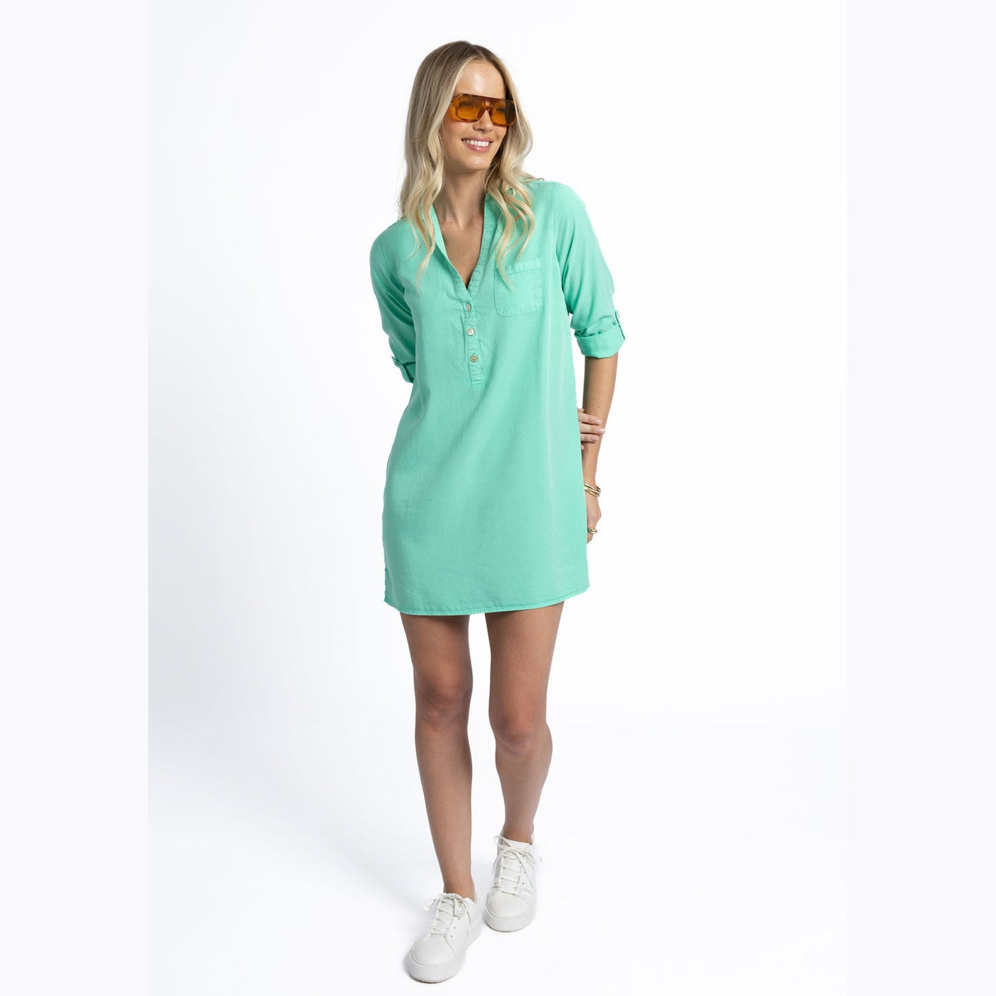 LENI SHIFT DRESS Lagoon Green Humidity Lifestyle