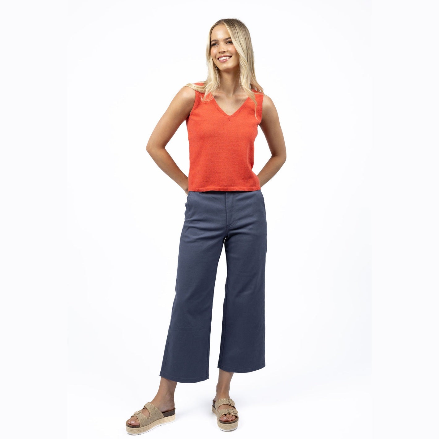 Margot Drill Pant - Steel Blue Humidity Lifestyle