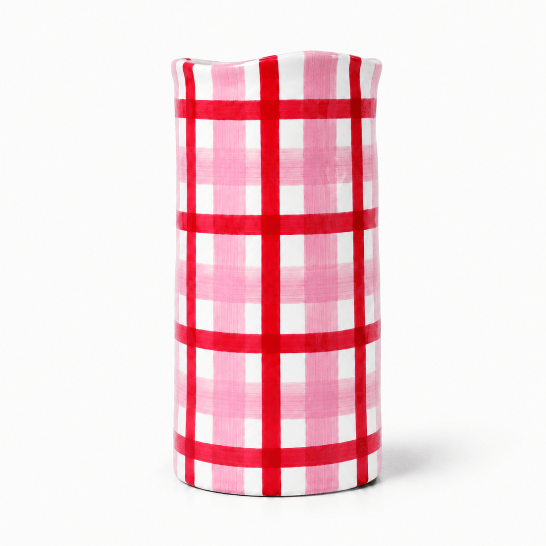 Large Vase - Red & Pink Gingham