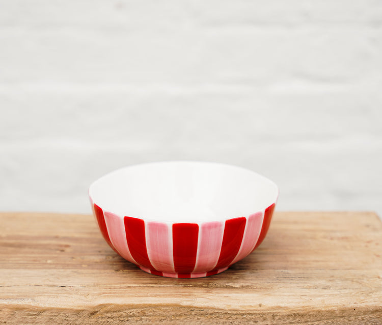 Noss & Co Medium bowl - Pink & Red Stripe Bowl