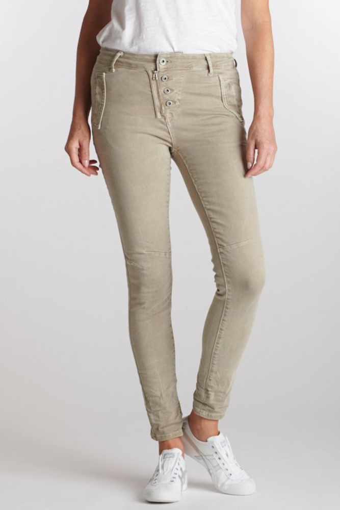 Italian Star Button Jean Beige