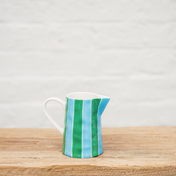 Ceramic Milk Jug - Green & Cornflower