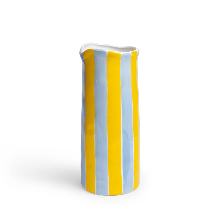 Medium Vase - Cornflower Blue & Yellow Stripe