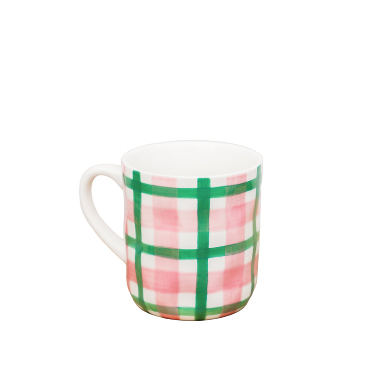 Noss & Co - Pink & Green Gingham Mug